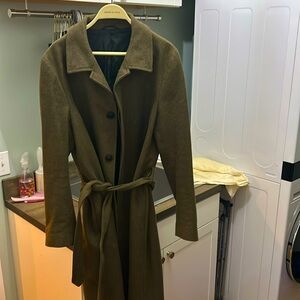 Banana Republic Balmacaan coat in olive green.